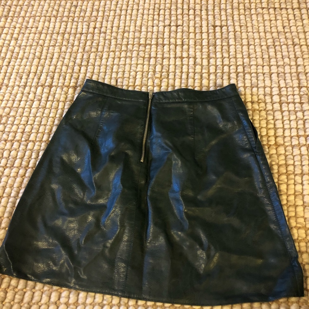 Zara green leather-style skirt